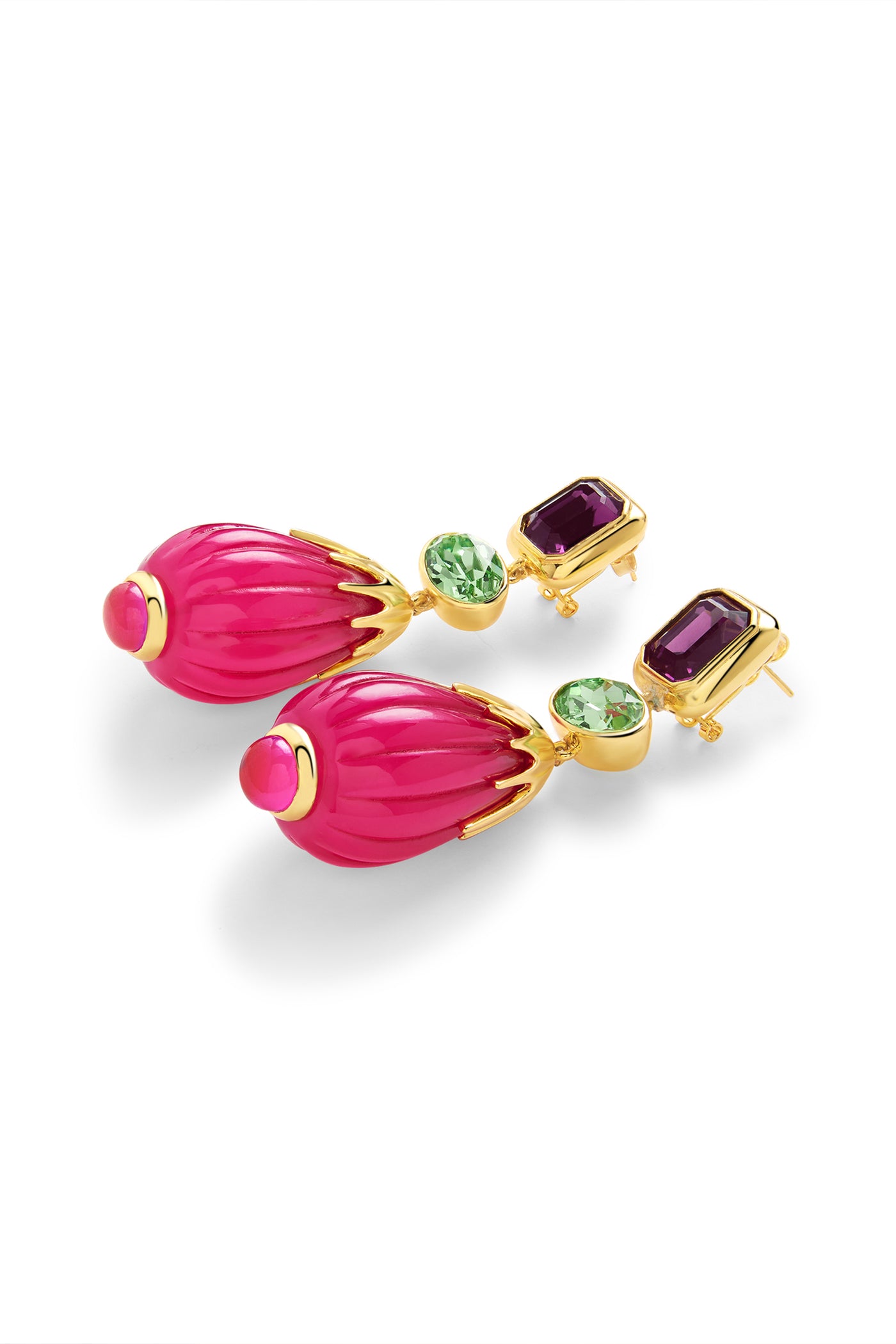 Isharya Pink Tourmaline Earrings In 18kt Gold Plated indian designer wear online shopping melange singapore