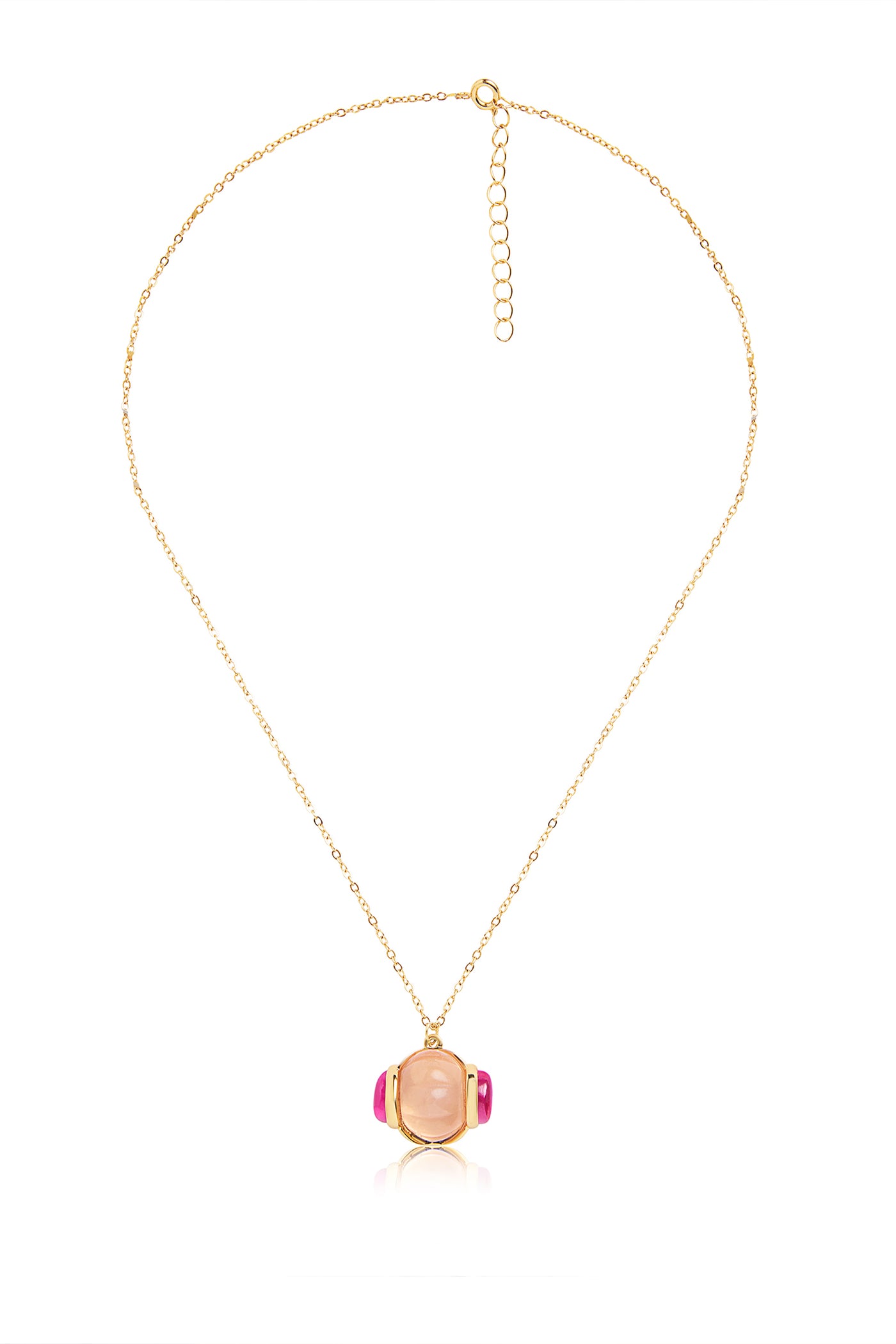 Isharya Pink Tourmaline Pendant Necklace In 18kt Gold Plated Plated indian designer wear online shopping melange singapore