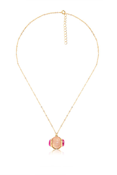 Isharya Pink Tourmaline Pendant Necklace In 18kt Gold Plated Plated indian designer wear online shopping melange singapore