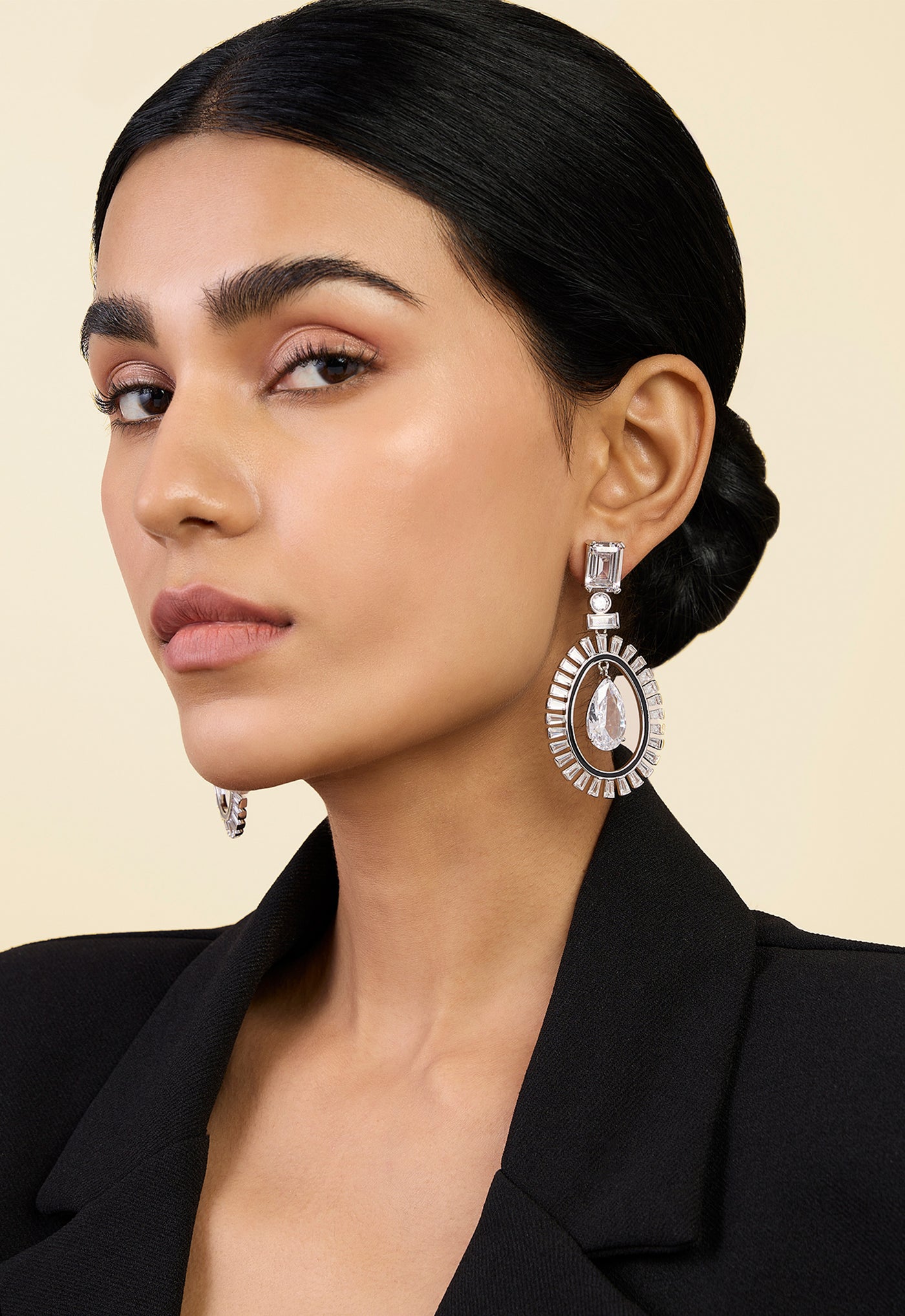 Isharya Plush Enamel Drop Earrings In Rhodium Plating indian designer wear online shopping melange singapore