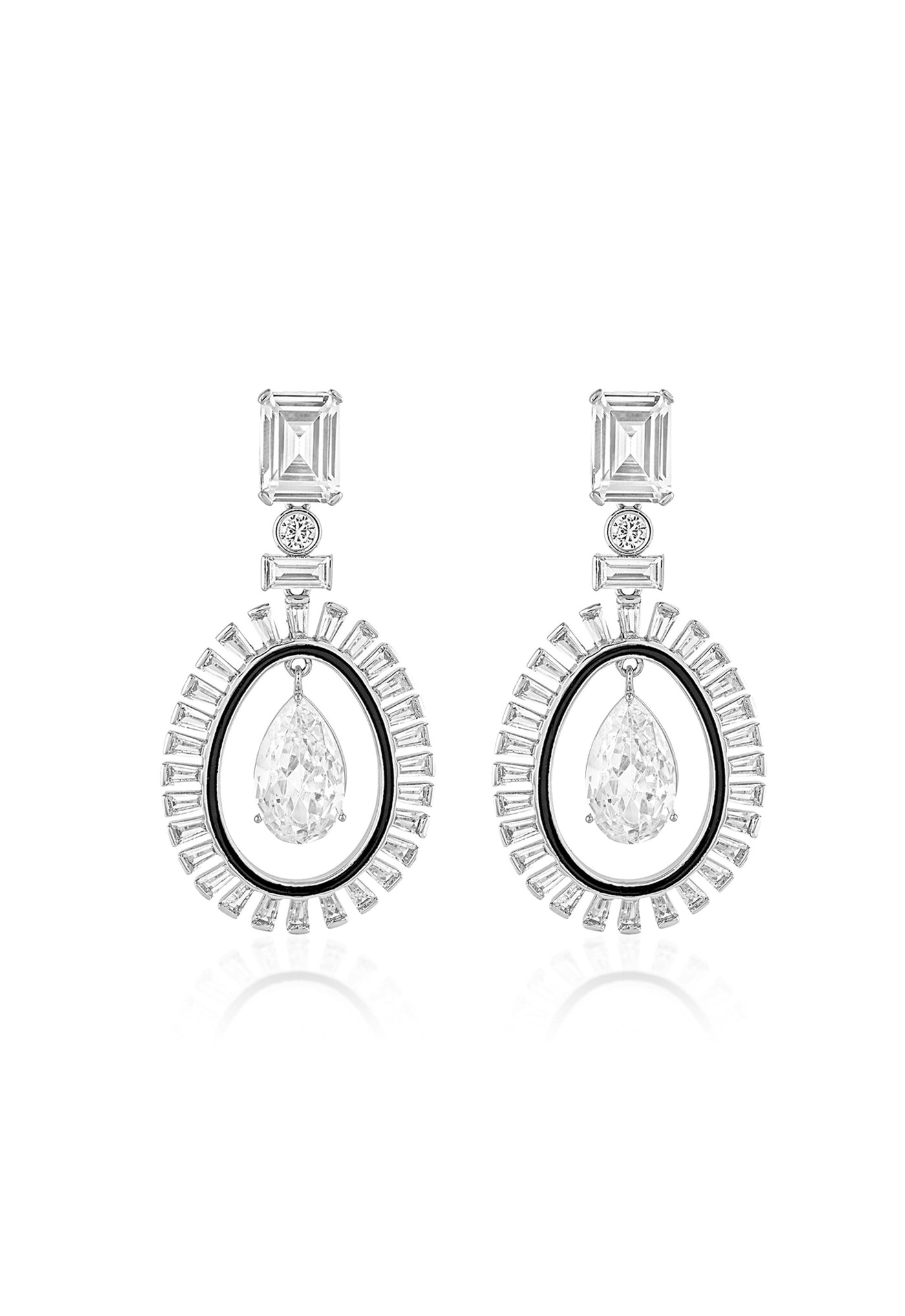 Isharya Plush Enamel Drop Earrings In Rhodium Plating indian designer wear online shopping melange singapore