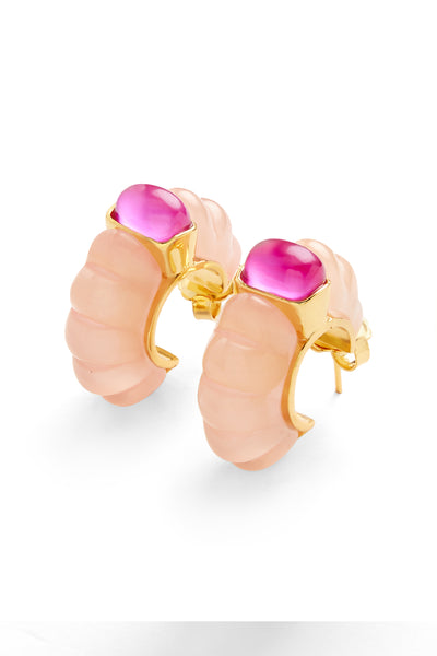 Isharya Pretty In Pink Hoops In 18kt Gold Plated indian designer wear online shopping melange singapore