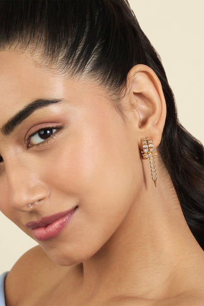 Isharya Punk Tennis Hoop Danglers In 18Kt Gold Plated indian designer wear online shopping melange singapore