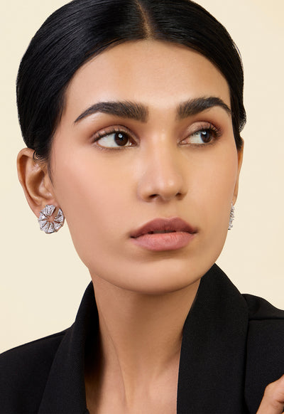 Isharya Radiant Orange Peel Earrings In Rhodium Plating indian designer wear online shopping melange singapore