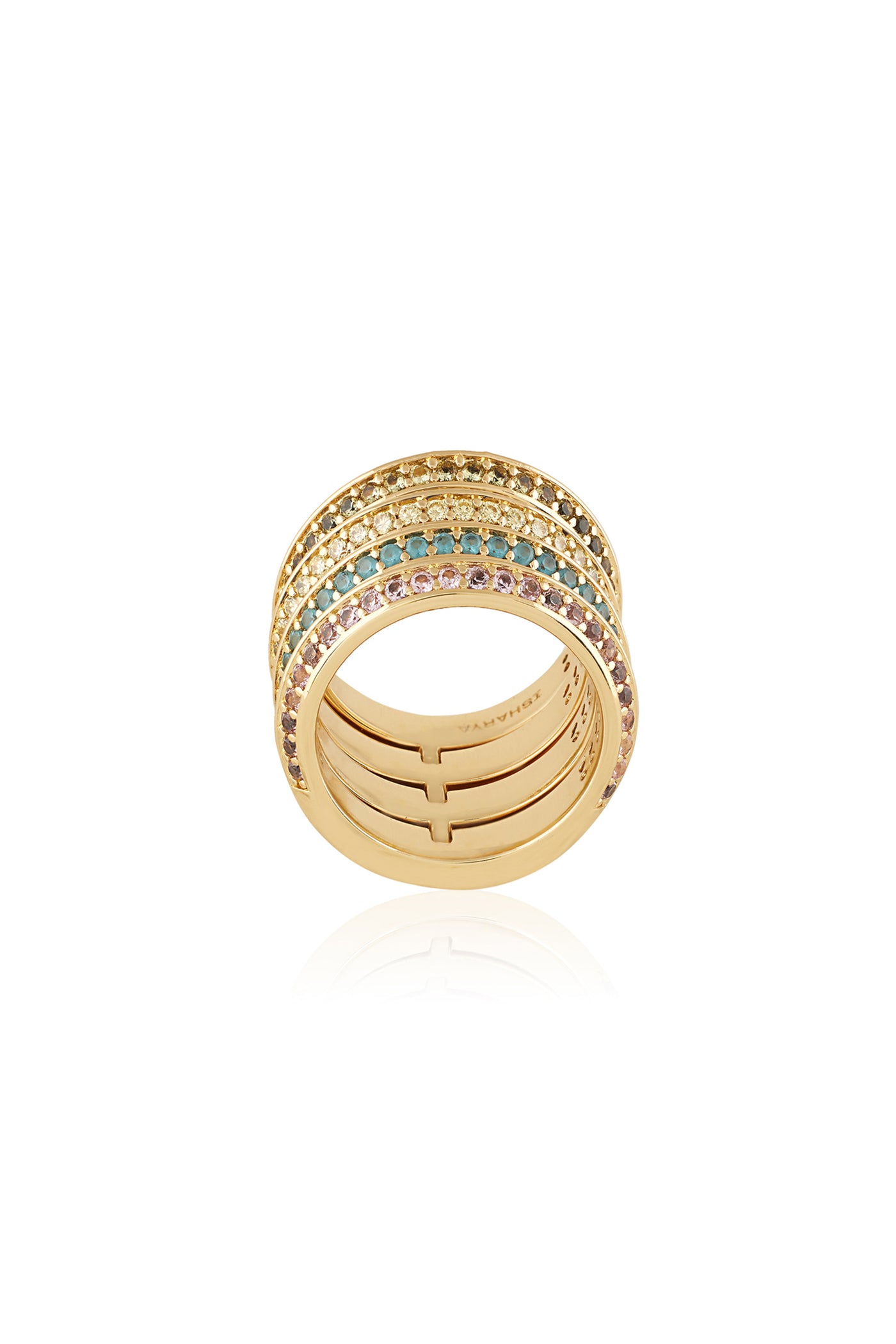 Isharya Rainbow Spiral Ring 18Kt Gold Plated indian designer wear online shopping melange singapore
