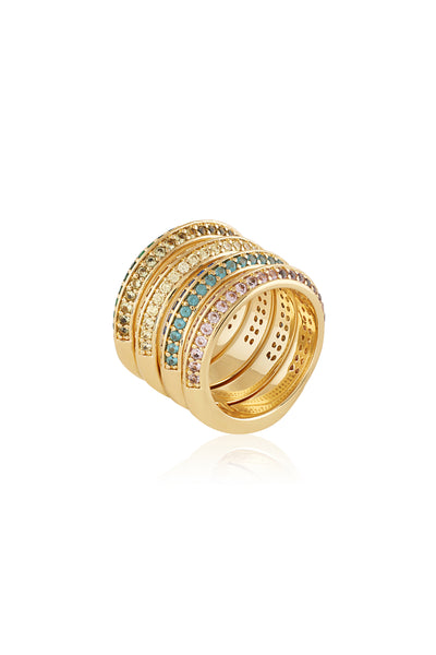 Isharya Rainbow Spiral Ring 18Kt Gold Plated indian designer wear online shopping melange singapore
