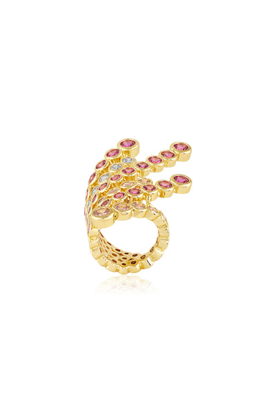 Isharya Red Crystal Galaxy Ring In 18Kt Gold Plated indian designer wear online shopping melange singapore