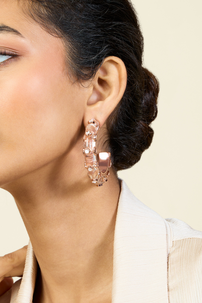 Rose Sona Statement Hoops In 18Kt Gold Plated Melange Singapore Online Shopping Indian Designer Wear Isharya