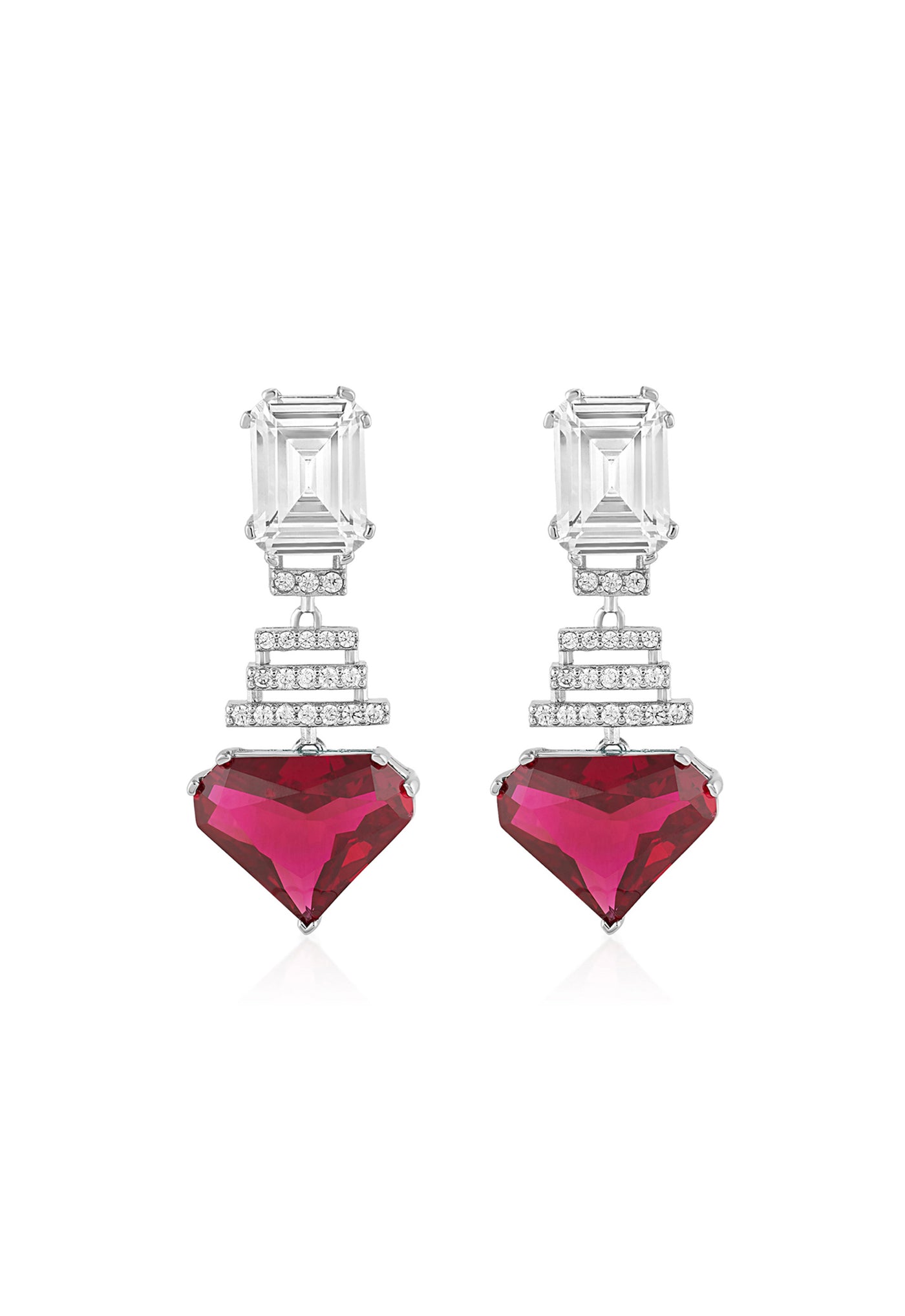 Isharya Ruby Corumdum Drop Earrings In Rhodium Plating indian designer wear online shopping melange singapore