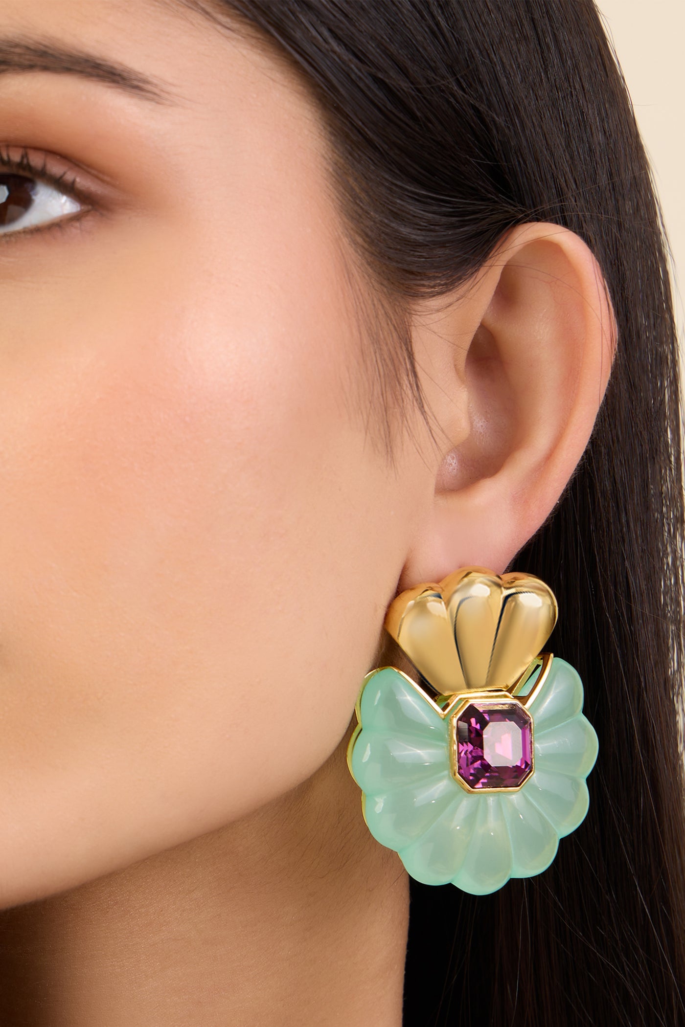 Isharya Seashell Libra Earrings In 18kt Gold Plated indian designer wear online shopping melange singapore