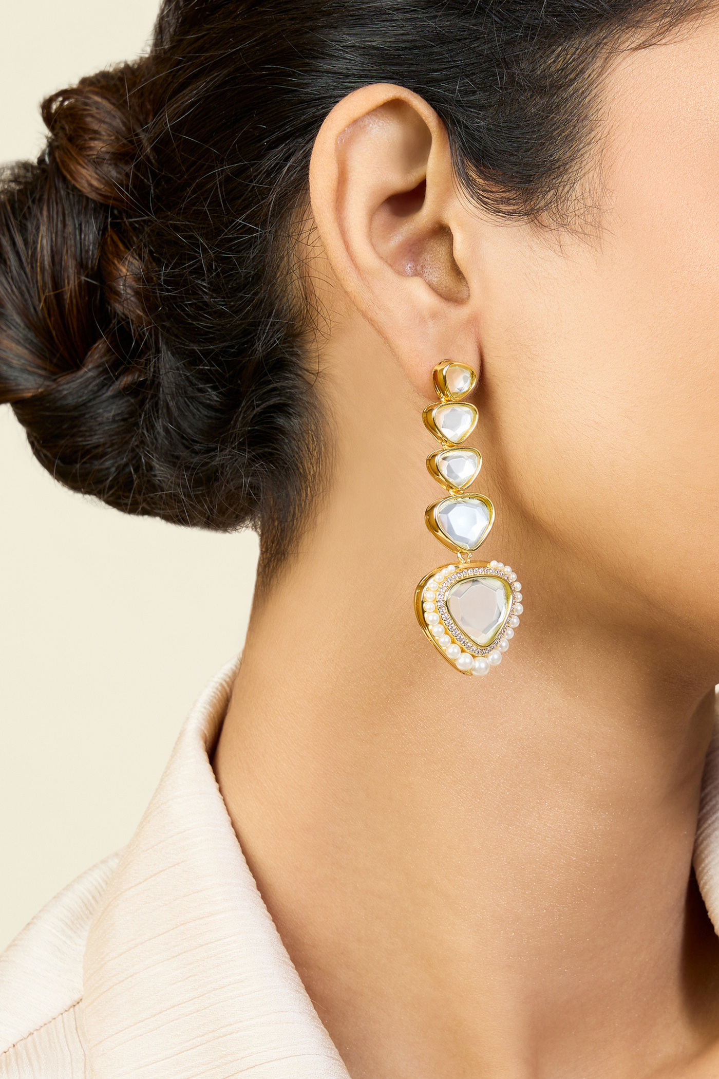 Sheesh Mahal Danglers In 18Kt Gold Plated Melange Singapore Online Shopping Indian Designer Wear