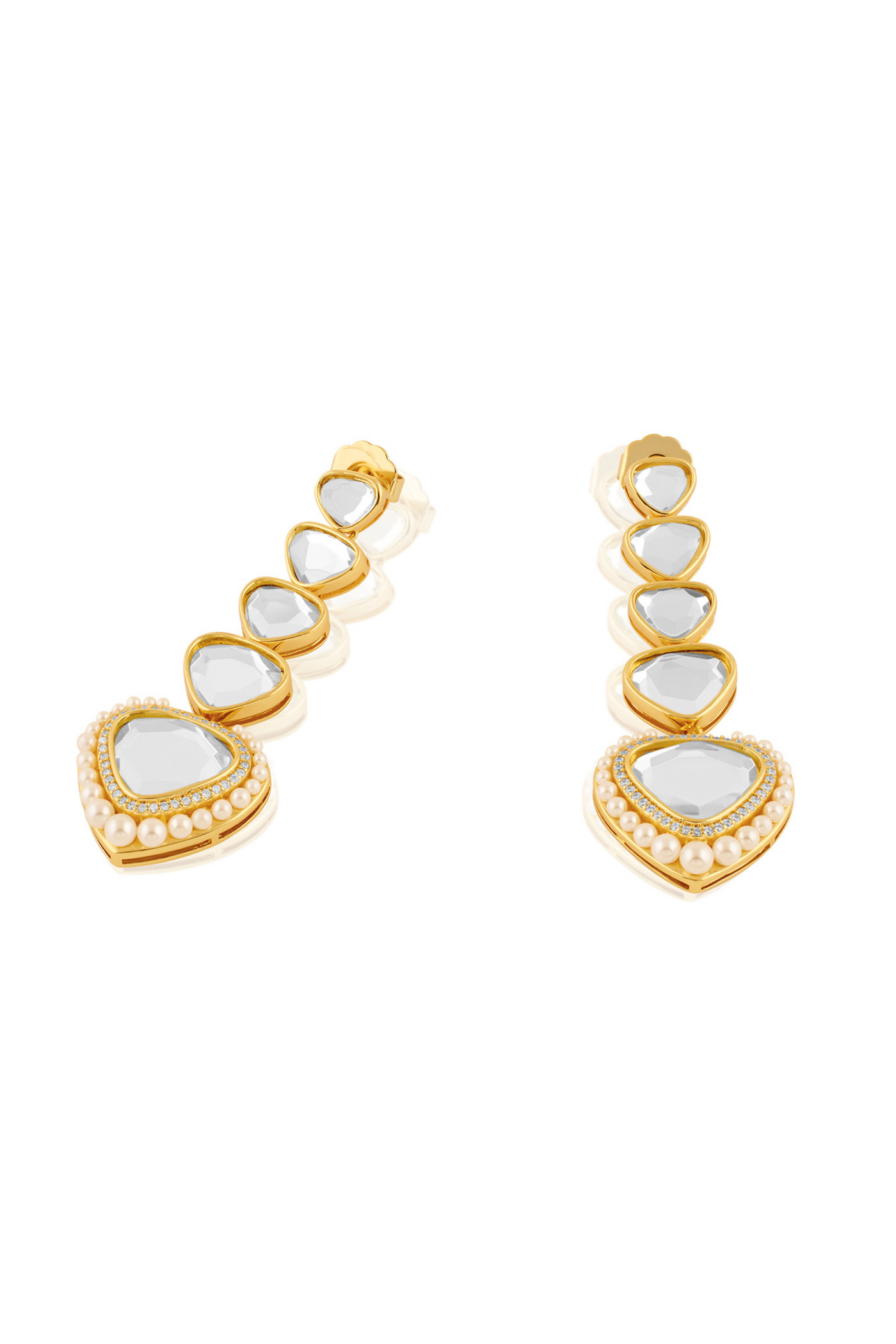 Sheesh Mahal Danglers In 18Kt Gold Plated Melange Singapore Online Shopping Indian Designer Wear