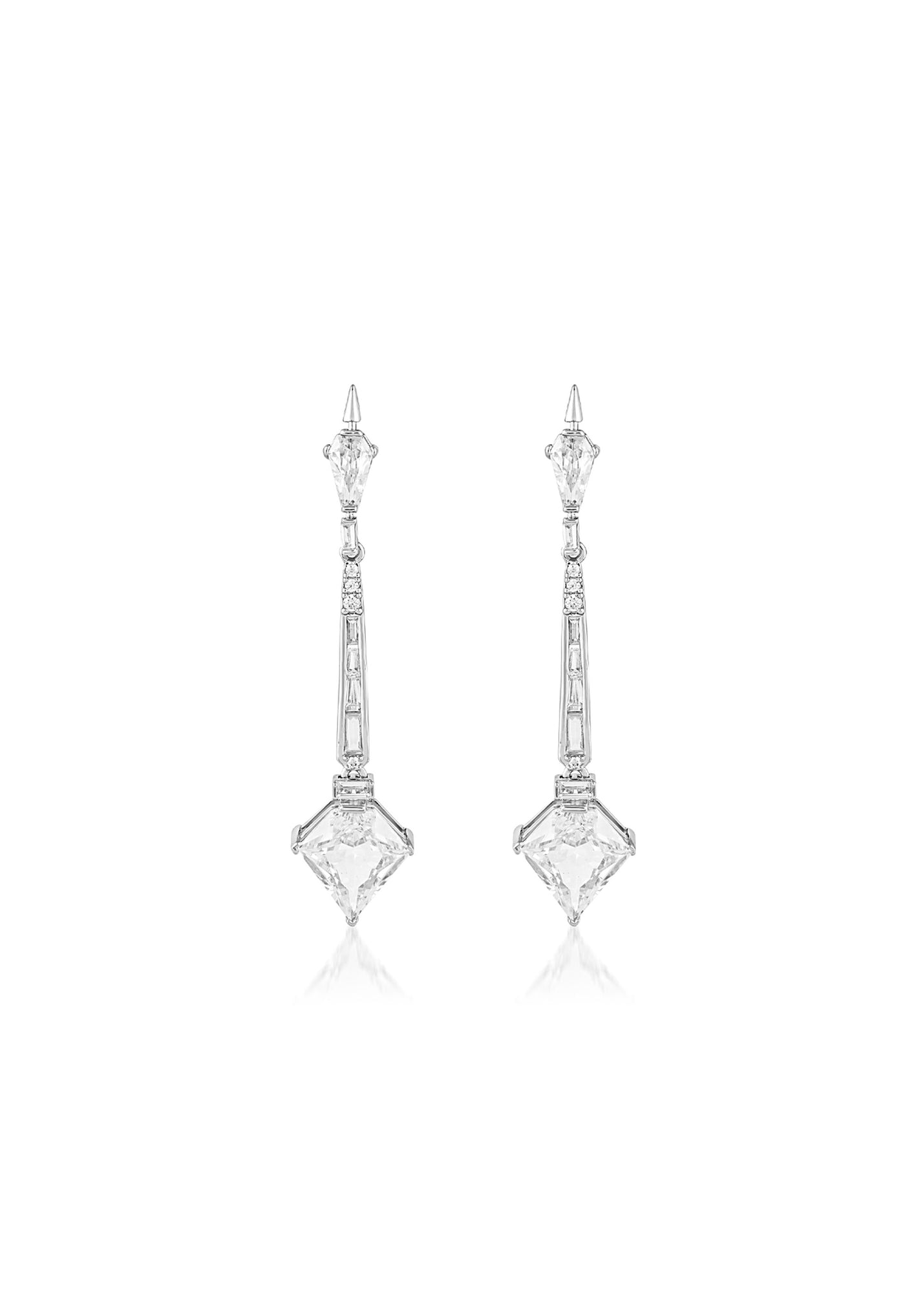 Isharya Sleek Hydro Drop Earrings In Rhodium Plating indian designer wear online shopping melange singapore