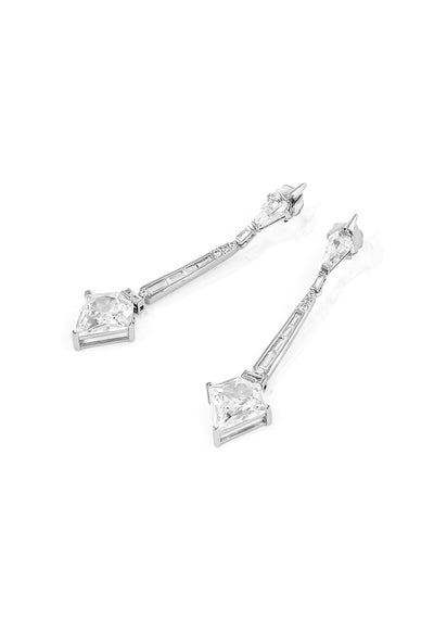 Isharya Sleek Hydro Drop Earrings In Rhodium Plating indian designer wear online shopping melange singapore