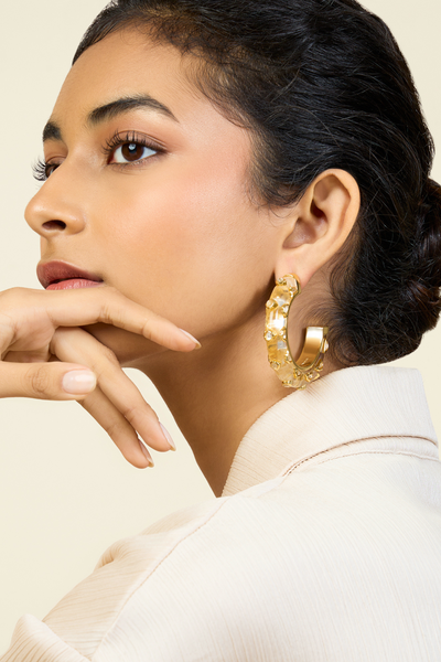 Sona Statement Hoops In 18Kt Gold Plated Online Shopping Indian Designer Wear Isharya Melange Singapore