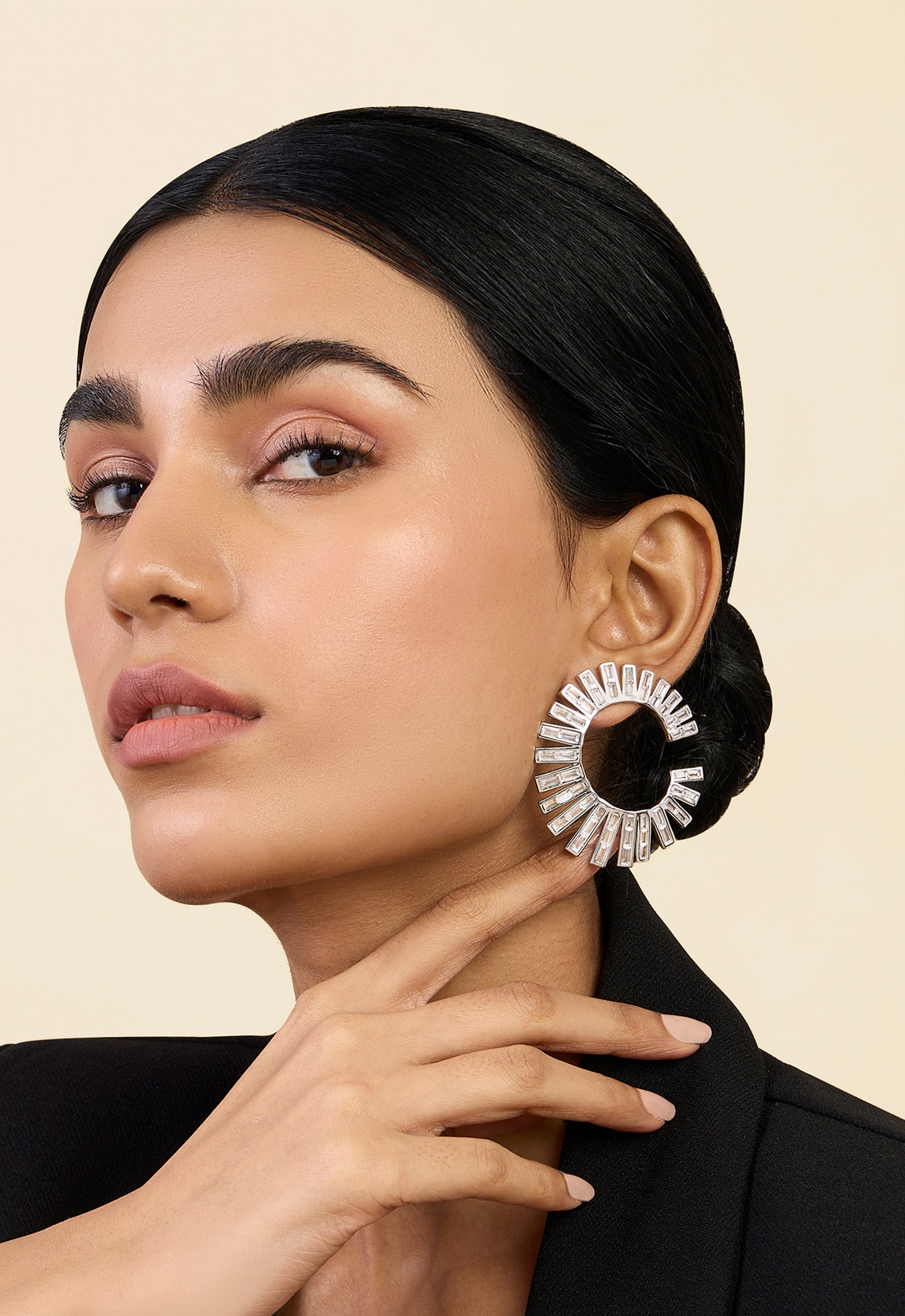 Isharya Spiral Orange Peel Earrings In Rhodium Plating indian designer wear online shopping melange singapore