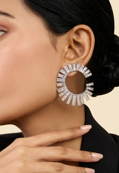 Isharya Spiral Orange Peel Earrings In Rhodium Plating indian designer wear online shopping melange singapore