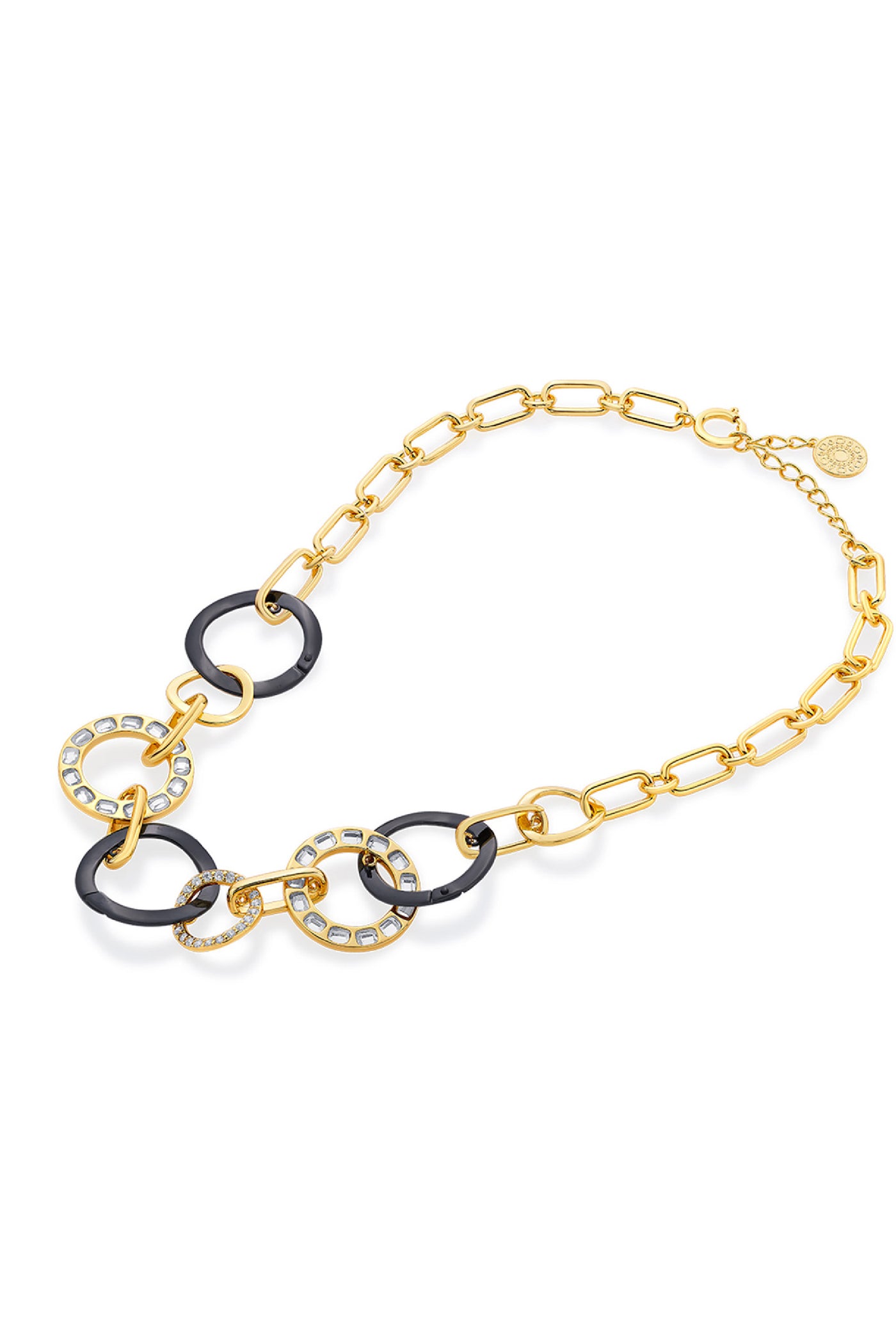 Isharya Stan Circle interlink Choker In 18kt Gold & Rhodium Plated jewellery indian designer wear online shopping melange singapore