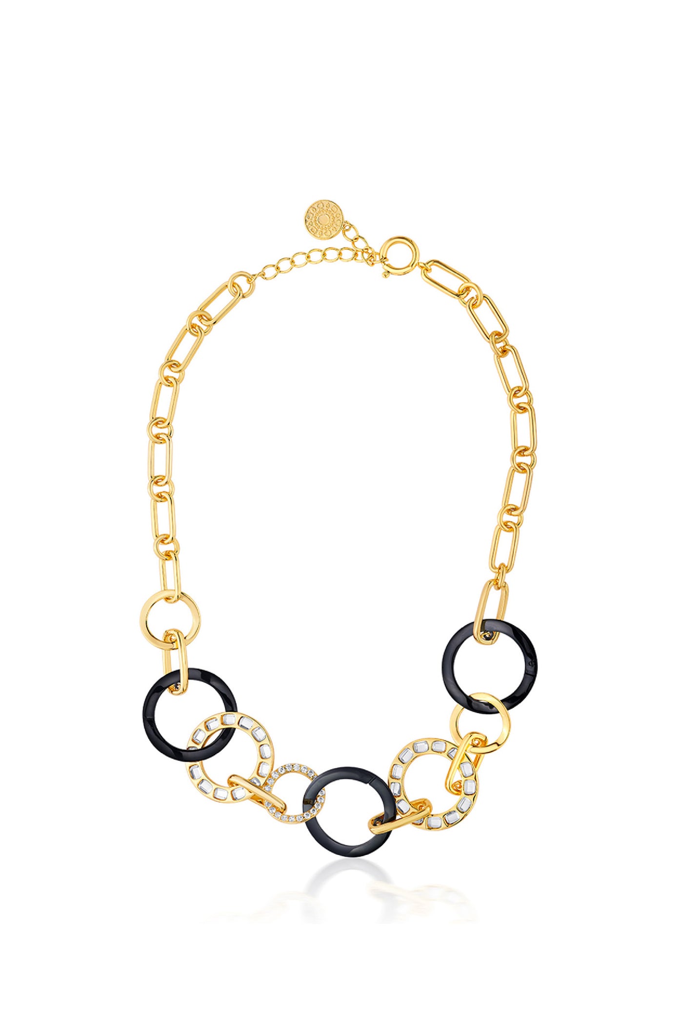 Isharya Stan Circle interlink Choker In 18kt Gold & Rhodium Plated jewellery indian designer wear online shopping melange singapore