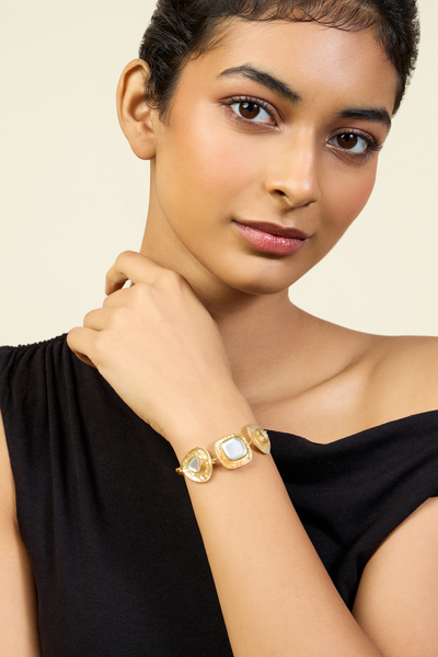 Teesri Mirror Bolo Bracelet In 18Kt Gold Plated Melange Singapore Online Shopping Indian Designer Wear