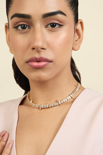 Isharya Tennis Eye Choker Necklace In 18Kt Gold Plated indian designer wear online shopping melange singapore