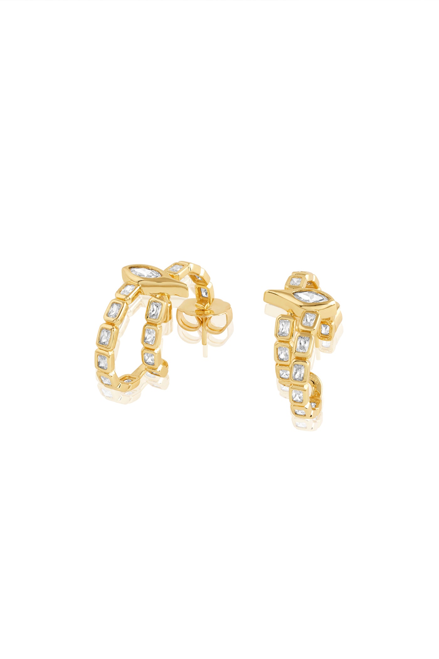 Isharya Tennis Eye Double Hoops In 18Kt Gold Plated indian designer wear online shopping melange singapore