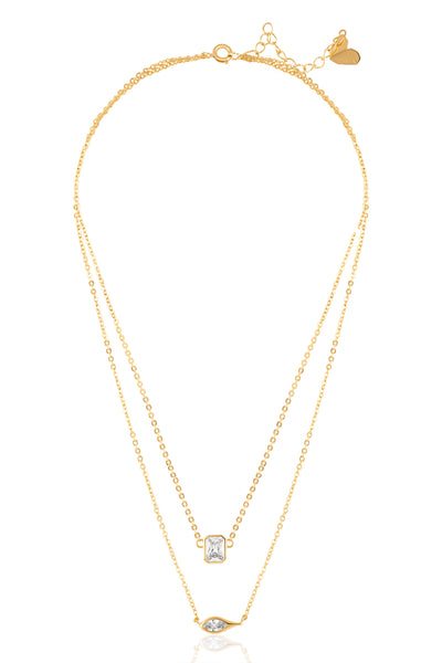 Isharya Tennis Eye Layered Necklace In 18Kt Gold Plated indian designer wear online shopping melange singapore