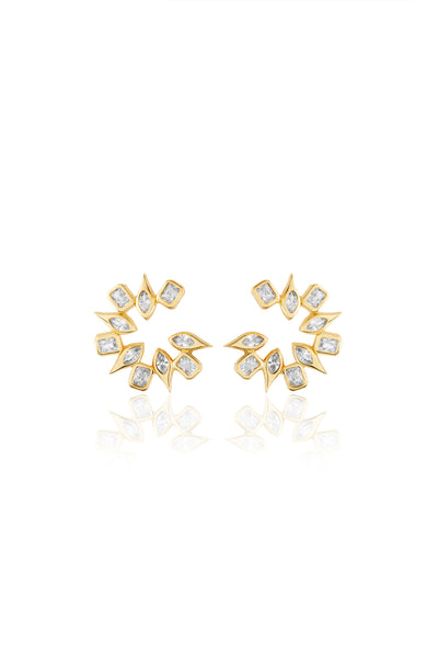 Isharya Tennis Girlie Small Front Back Earrings In 18Kt Gold Plated indian designer wear online shopping melange singapore