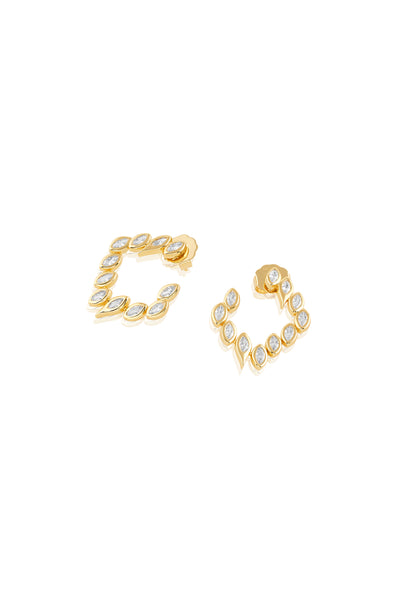 Isharya Tennis Girlie Square Front Back Earrings In 18Kt Gold Plated indian designer wear online shopping melange singapore
