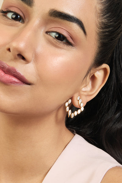 Isharya Tennis Girlie Square Front Back Earrings In 18Kt Gold Plated indian designer wear online shopping melange singapore
