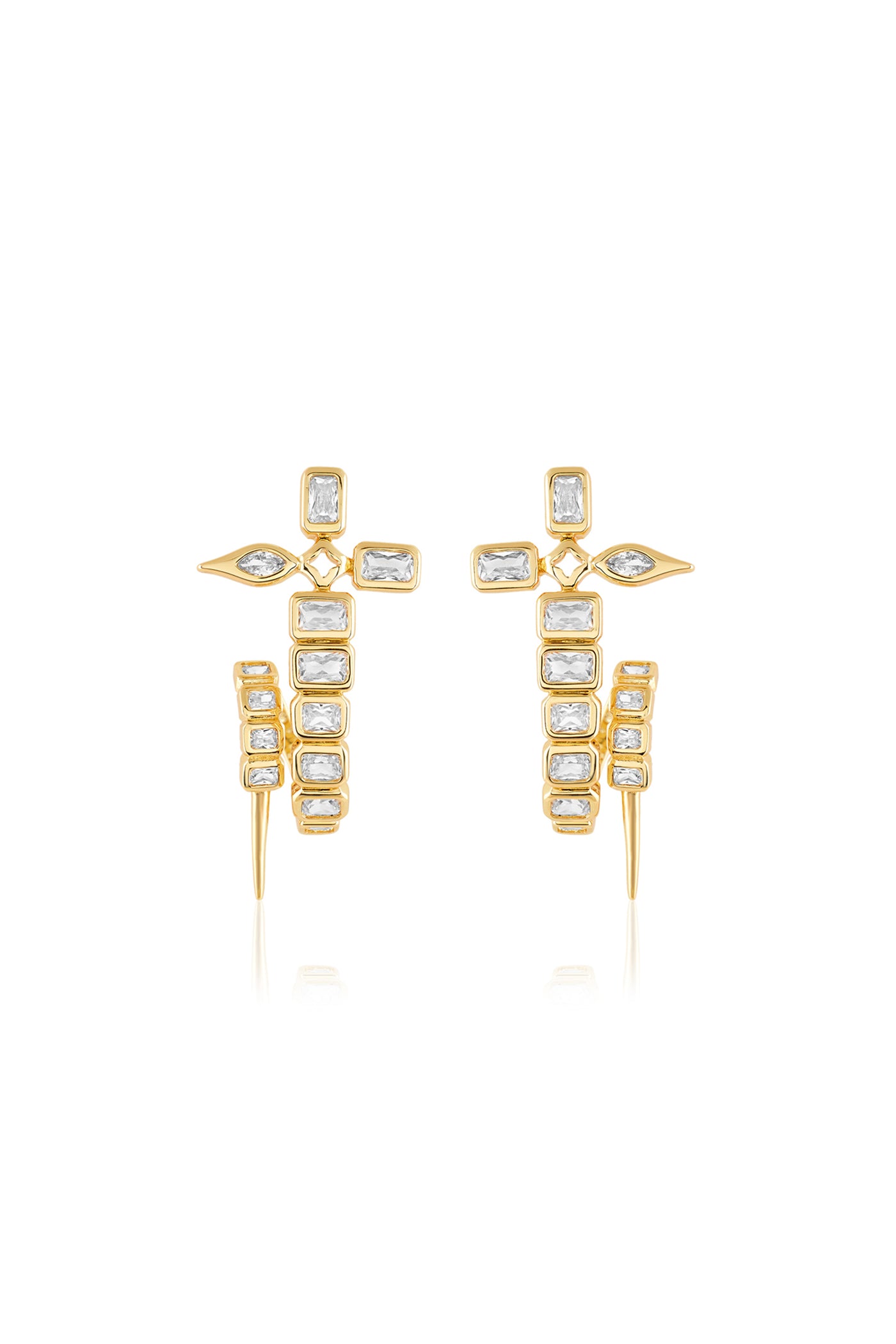 Isharya Tennis Twisted Sword Earrings In 18Kt Gold Plated indian designer wear online shopping melange singapore