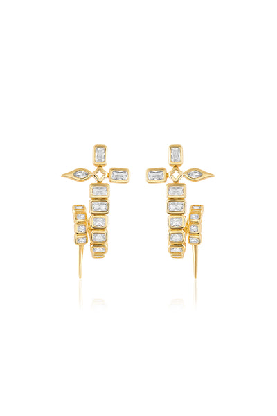 Isharya Tennis Twisted Sword Earrings In 18Kt Gold Plated indian designer wear online shopping melange singapore