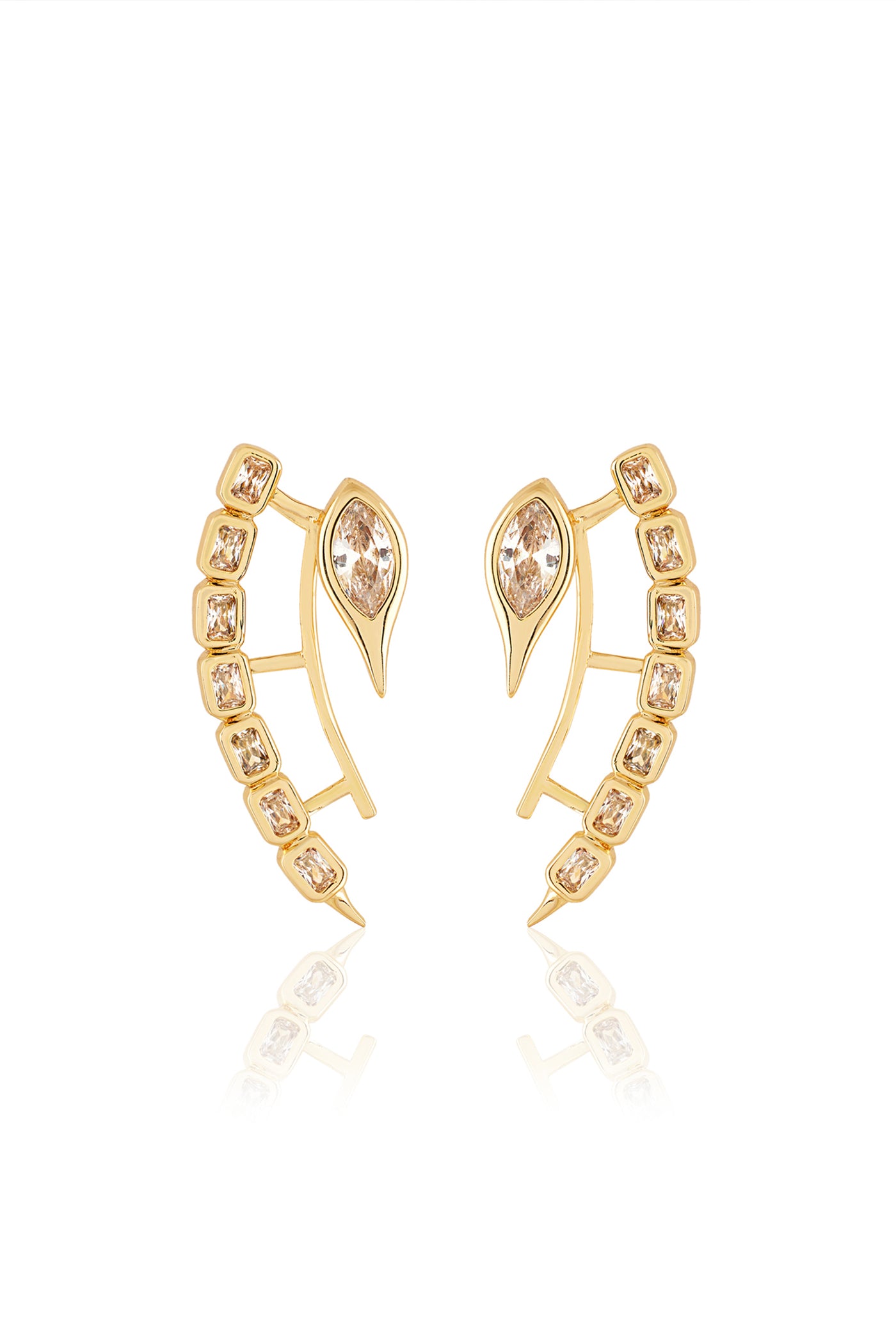 Isharya Tenniscore CZ Front Back Earrings In 18Kt Gold Plated indian designer wear online shopping melange singapore