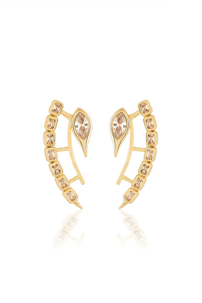 Isharya Tenniscore CZ Front Back Earrings In 18Kt Gold Plated indian designer wear online shopping melange singapore