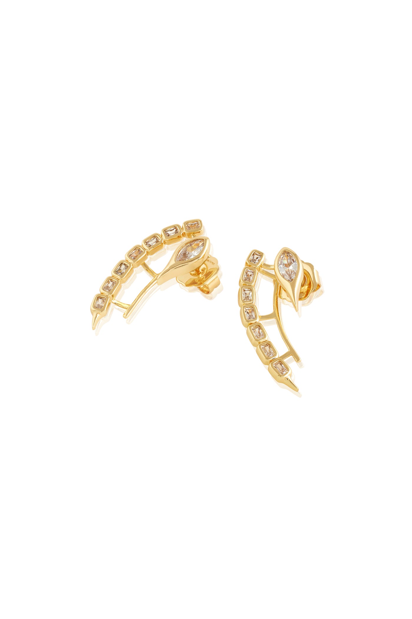 Isharya Tenniscore CZ Front Back Earrings In 18Kt Gold Plated indian designer wear online shopping melange singapore