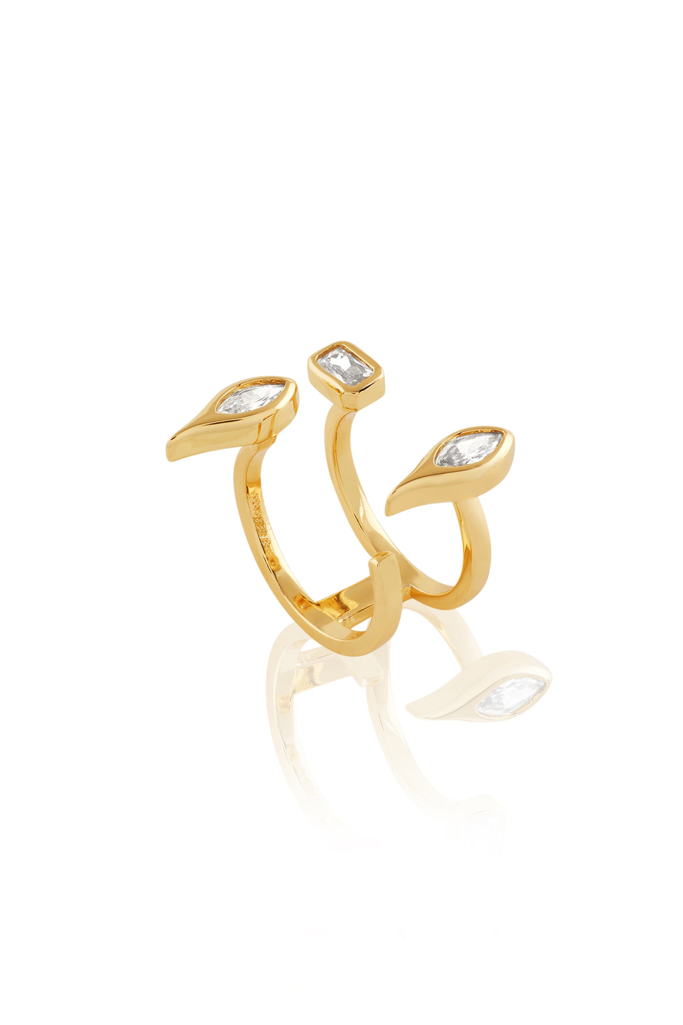 Isharya Tenniscore Front Open Ring In 18Kt Gold Plated indian designer wear online shopping melange singapore