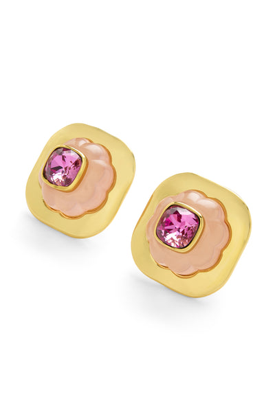 Isharya Think Pink Statement Studs In 18kt Gold Plated indian designer wear online shopping melange singapore