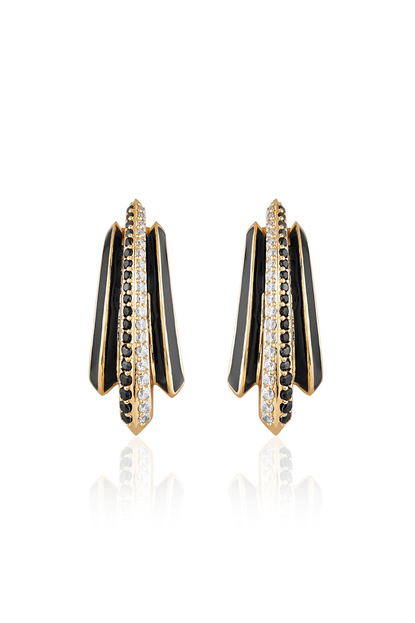 Isharya Triple Shine Earrings 18Kt Gold Plated indian designer wear online shopping melange singapore