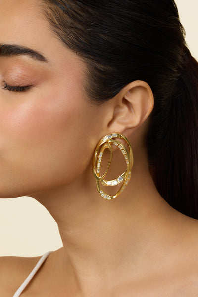 Isharya Triple The Joy Earrings indian designer wear online shopping melange singapore
