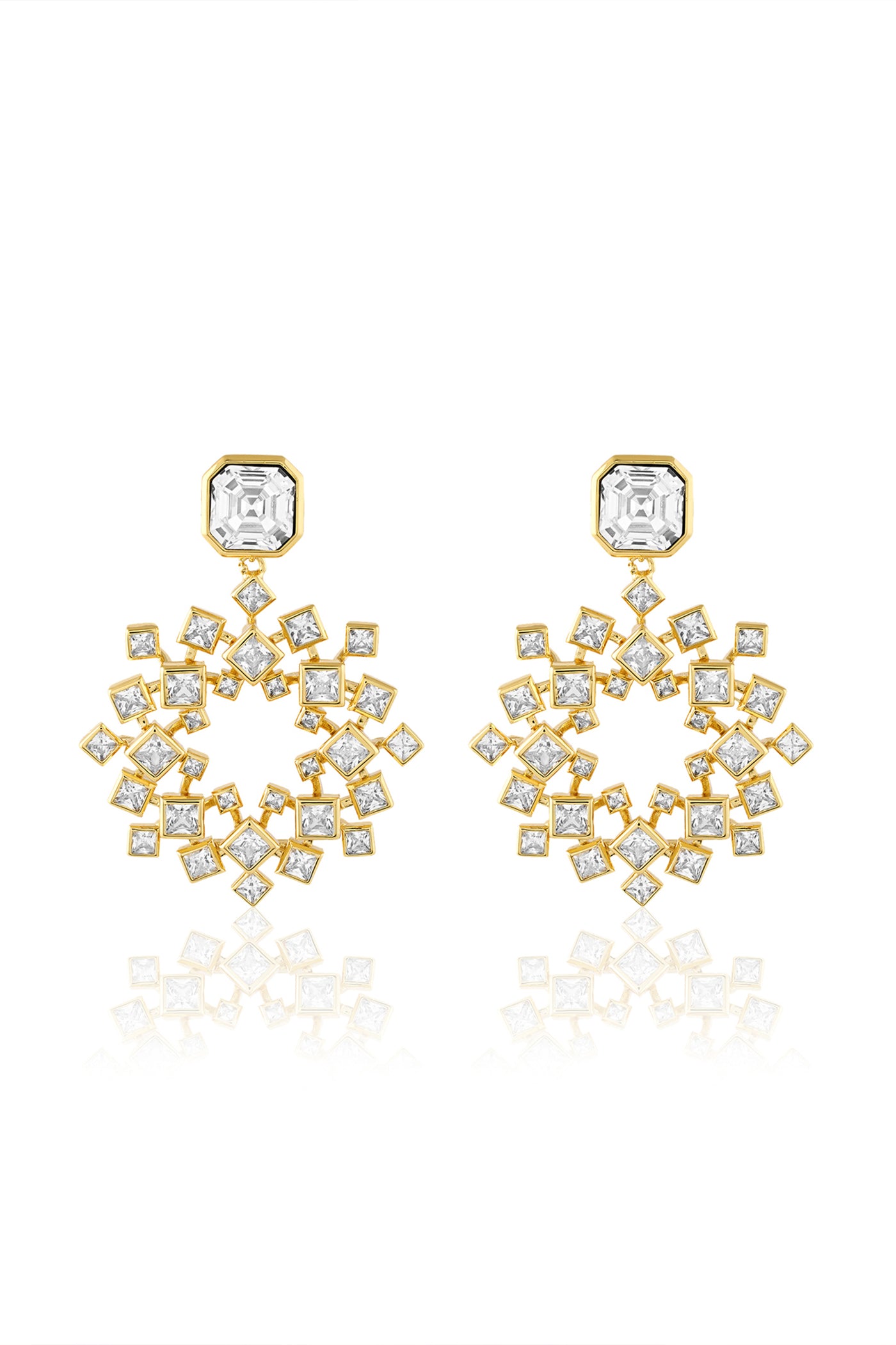 Isharya White Cosmic Flair Earrings In 18Kt Gold Plated indian designer wear online shopping melange singapore