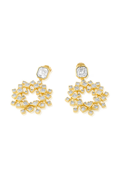 Isharya White Cosmic Flair Earrings In 18Kt Gold Plated indian designer wear online shopping melange singapore