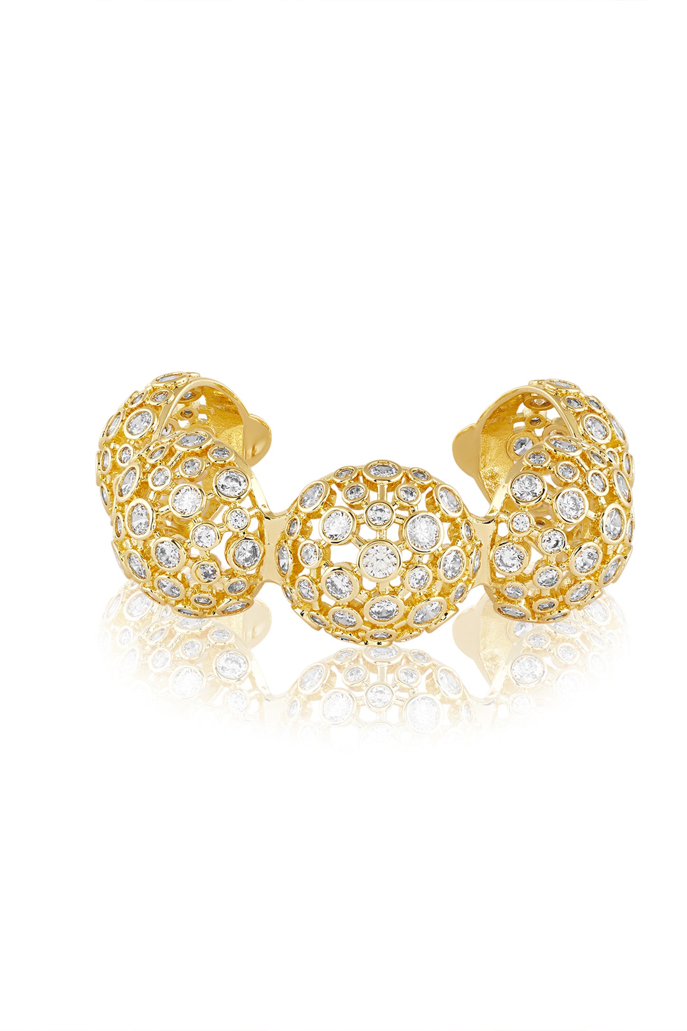 Isharya White Crystal Ball Cuff Bracelet In 18Kt Gold Plated indian designer wear online shopping melange singapore