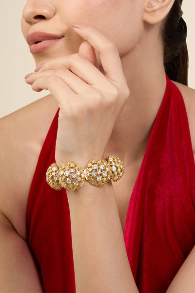 Isharya White Crystal Ball Cuff Bracelet In 18Kt Gold Plated indian designer wear online shopping melange singapore