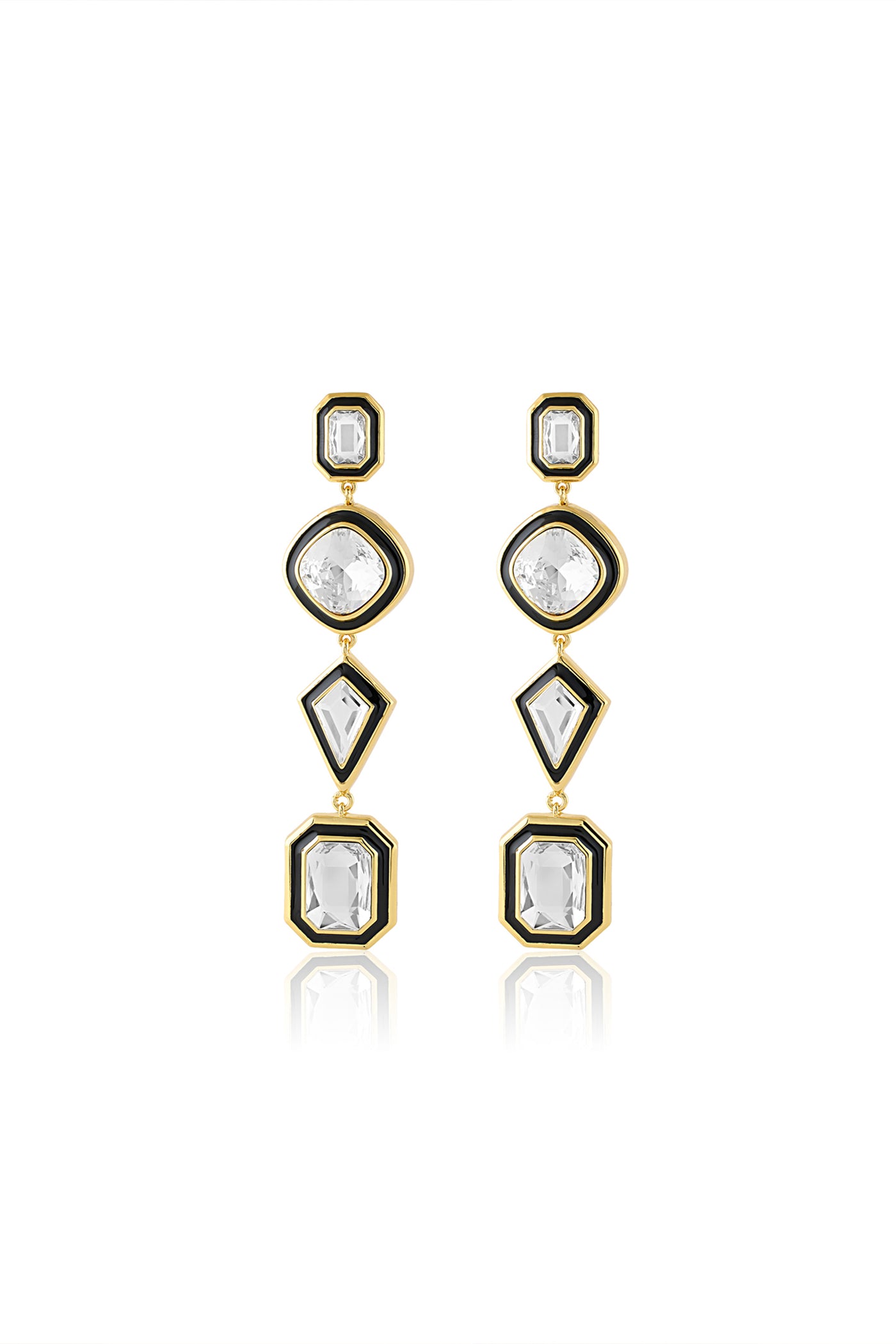 Isharya White Crystal Mismatched Earrings In 18Kt Gold Plated indian designer wear online shopping melange singapore
