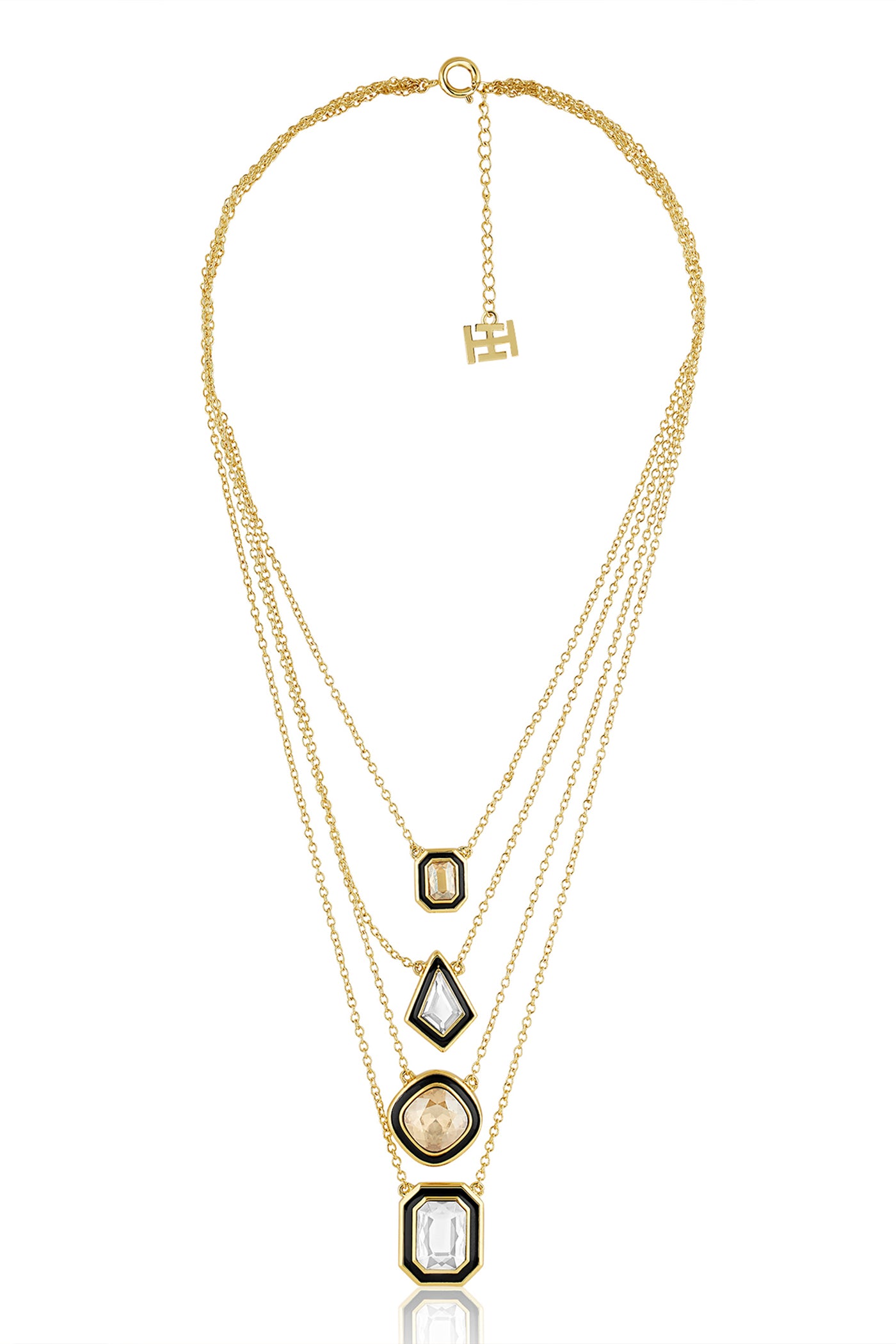 Isharya White Gold Metaverse Four Layered Necklace In 18Kt Gold Plated indian designer wear online shopping melange singapore