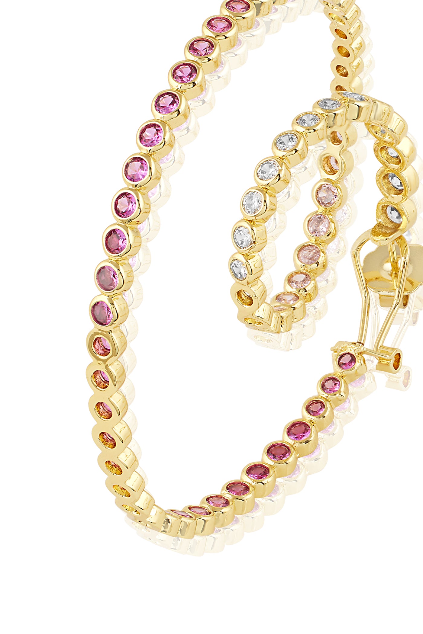 Isharya White And Pink Spiral Hoop Earrings In 18Kt Gold Plated indian designer wear online shopping melange singapore