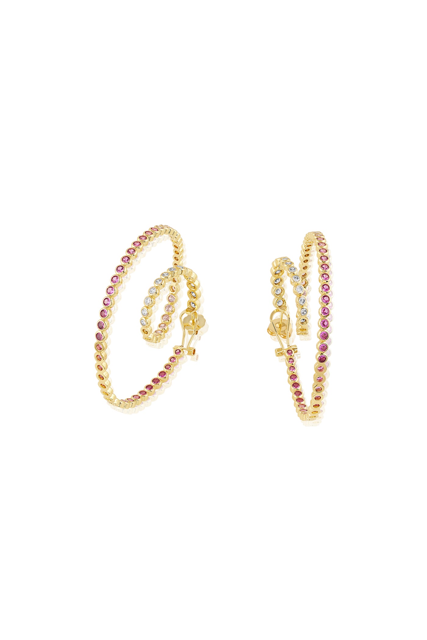 Isharya White And Pink Spiral Hoop Earrings In 18Kt Gold Plated indian designer wear online shopping melange singapore