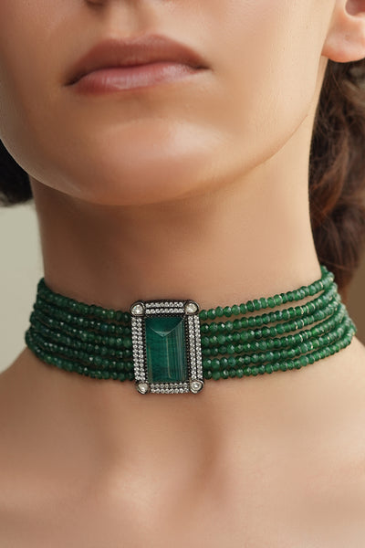 Joules by Radhika Antique Green Beads Choker indian designer wear online shopping melange singapore