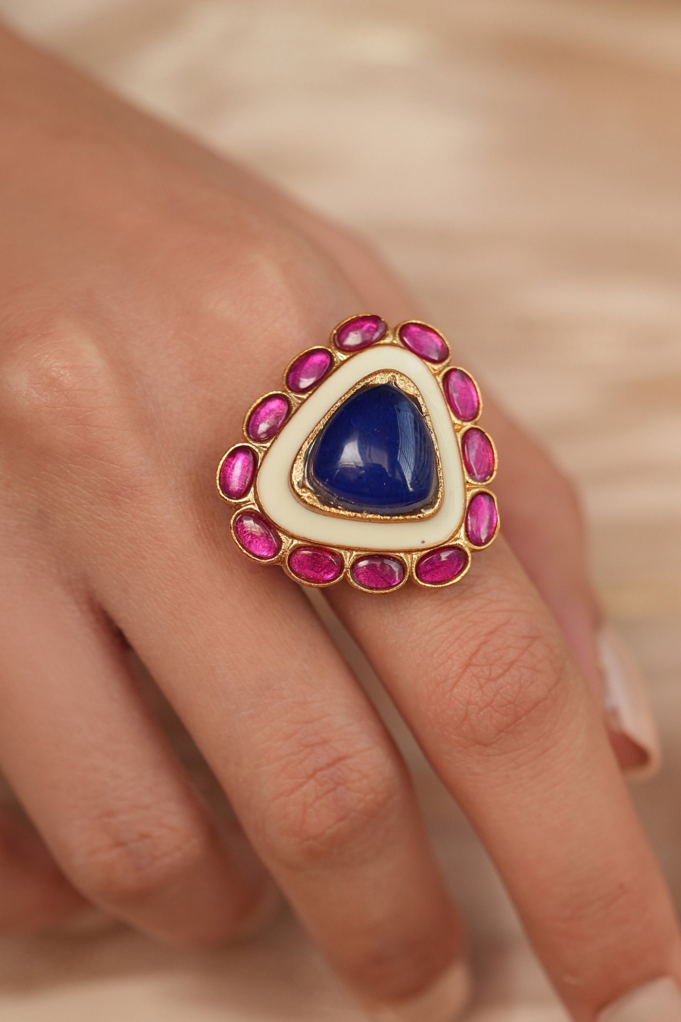 Joules by Radhika Blue Mirage Triangle Ring indian designer wear online shopping melange singapore