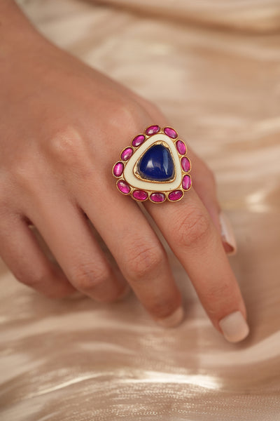 Joules by Radhika Blue Mirage Triangle Ring indian designer wear online shopping melange singapore